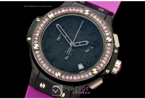 HB38-03005 Big Bang 38mm PVD/Sq Pur/Diam/Ru All Black Jap Quartz