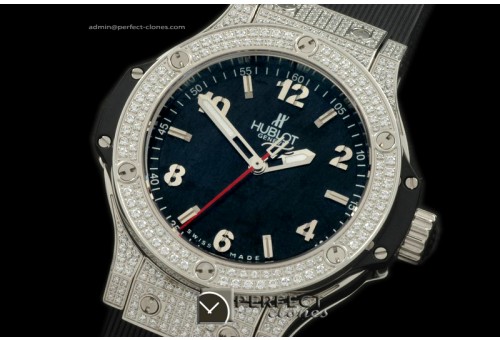 HB38-01121 Big Bang 38mm SS/Diam/Ru Diam Bez Black Swiss Qtz