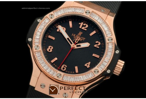 HB38-01061 Big Bang 38mm RG/Sq Diam/Ru Black Swiss Quartz