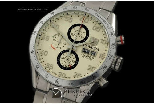 TGCA10102 Carrera 2008 Chrono SS White Jap Quartz Chrono