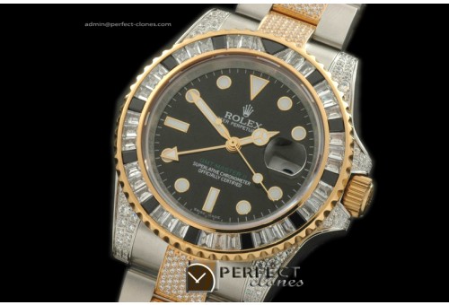 RLGT01014 YG/Diam Anni GMT SS/YG/Diam Black Swiss Eta 2836 GMT