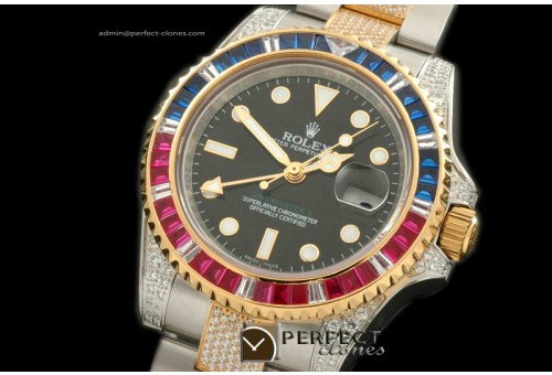 RLGT01016 YG/Diam Anni GMT SS/YG/Diam Black Swiss Eta 2836 GMT