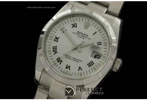 RLOD10005 OysterDate Bark Bez SS/SS Silver Roman Swiss Eta 2836-