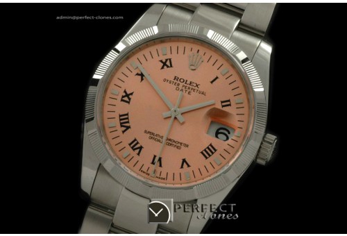 RLOD10004 OysterDate Bark Bez SS/SS Salmon Roman Swiss Eta 2836-