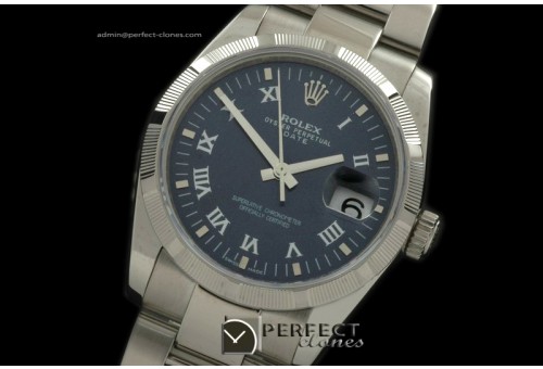 RLOD10003 OysterDate Bark Bez SS/SS Blue Roman Swiss Eta 2836-2