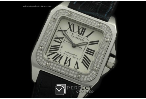CARS00049BK Santos 10Mid SS/LE White Swiss Eta 2671 Ult Ver