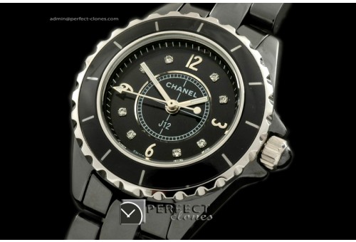 CHA-MI-1011 J12 Mini Black Ceramic Japanese Quartz/Boxset