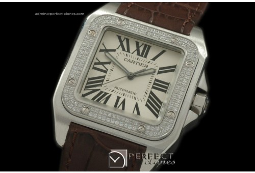 CARS00090BR Santos 10Men SS/Diam/LE White Asian 2824 Ul