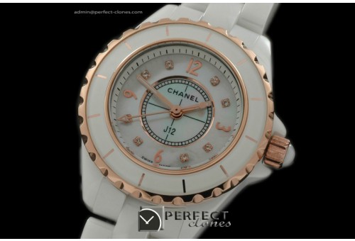 CHA-MI-1021 J12 Mini White Cer/RG TT Japanese Quartz/Boxset