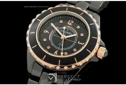 CHA-MI-1031 J12 Mini Black Cer/RG TT Japanese Quartz/Boxset