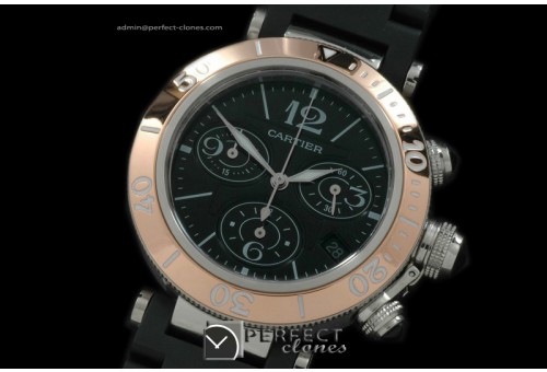 CARPS10053 Ladies Seatimer Chrono SS/RU Black Swiss Quartz Chron