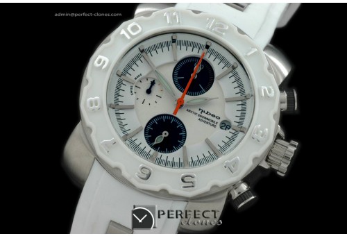 NU10016 Mens Automatic Chrono SS/RU White Jap Quartz Chrono