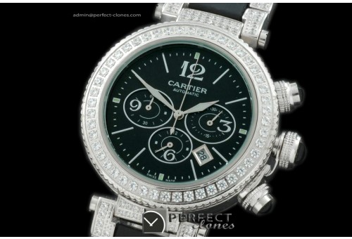 CARPS01104 Pasha Seatimer Chrono Diam/SS/SS Black Jap Quartz Chr