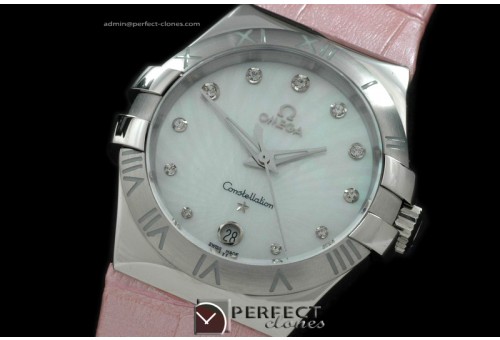 OMCO00261PK Double Eagle Midsize SS/LE M-Wht Swiss Eta Qtz