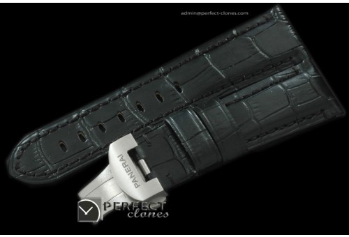 PNA01014 24/22 Black Leather Strap /New Style Deployant for 44mm