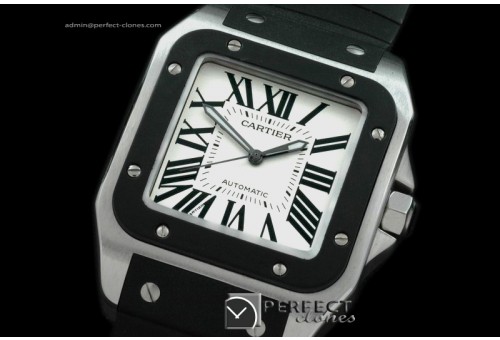 CARS00078 Santos 10Men SS/Blk/RU White Swiss Eta 2824 Ul