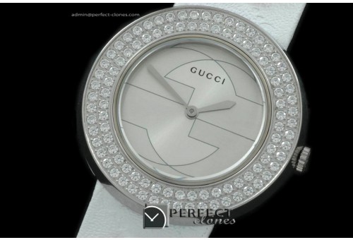GU00261 U Play Mid Size SS/LE Wht / Diam Jap Quartz