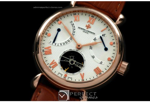 VC00166 Matle Calender/Reserve Tourbillon RG/LE White Asian Auto