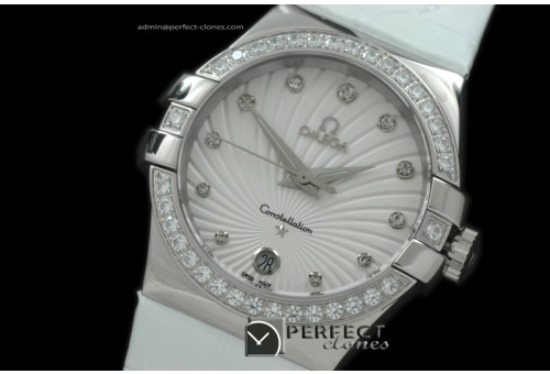 OMCO00272WH Double Eagle Midsize SS/Diam/LE Wht Shell Swiss