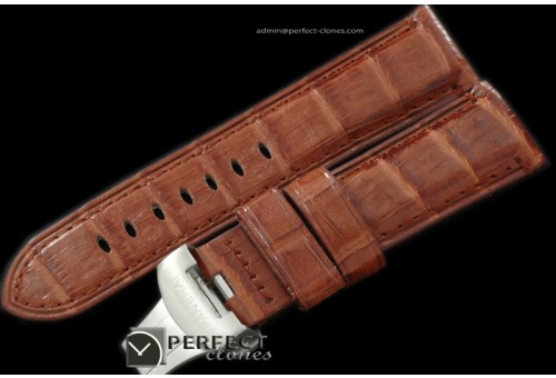 PNA01018 24/22 Brown Croc Leather Strap /Deployant for 44mm