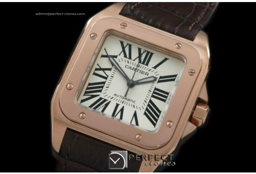 CARS00071BR Santos 10Mid RG/LE White Swiss Eta 2671 Ult Ver