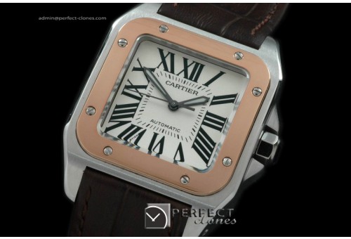 CARS00061BR Santos 10Mid TT/RG/LE White Swiss Eta 2671 Ult Ver
