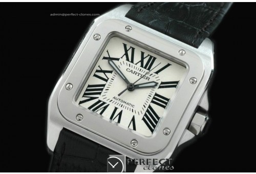 CARS00048BK Santos 10Mid SS/LE White Swiss Eta 2671 Ult Ver
