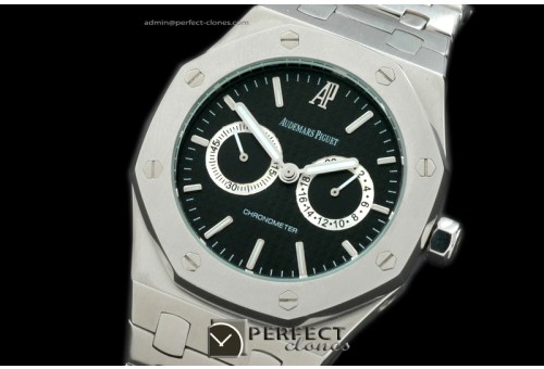 APROC10003 Royal Oak Calender SS/SS Black Jap Quartz