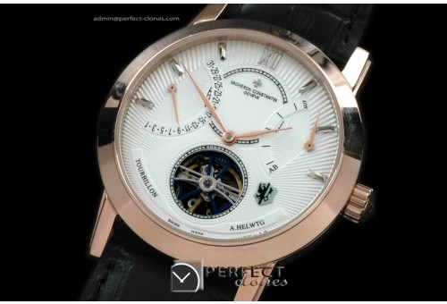 VC00176 Malte Calender/Reserve Tourbillon RG/LE White Asian 2813