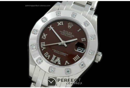 RLMPmS01113 SS 12 Diam Bez Brown Roman Swiss Eta 2836-2