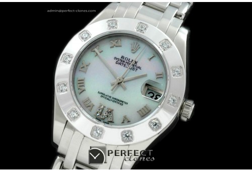 RLMPmS01116 SS 12 Diam Bez M-White Roman Swiss Eta 2836-2