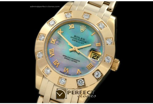 RLMPmF01104 FG 12 Diam Bez MOP Blue Roman Swiss Eta 2836-2