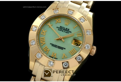 RLMPmF01105 FG 12 Diam Bez MOP Green Roman Swiss Eta 2836-2
