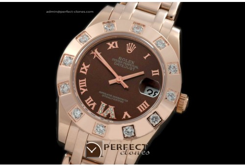 RLMPmR01113 FG 12 Diam Bez Brown Roman Swiss Eta 2836-2
