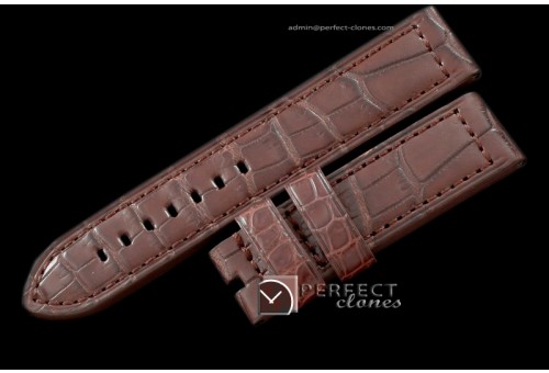 PNA01021 24/24 Brown American Croc Straight Cut Leather Strap