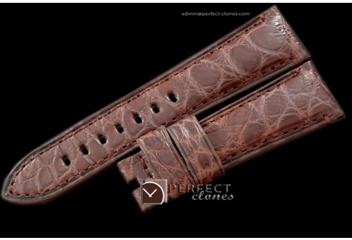 PNA01027 24/22 Brown American Croc Taper Cut Leather Strap
