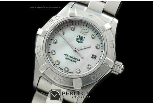 TGAQL10016 Aqracer Ladies SS/SS MOP Wht Diam S-Qtz
