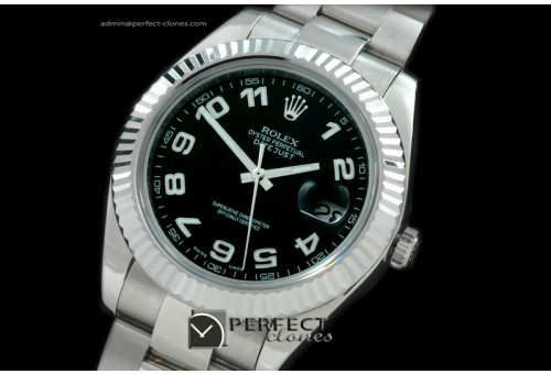 R41DJS00135 SS Oyster Fluted Black Num Asian Eta 2836-2 25J
