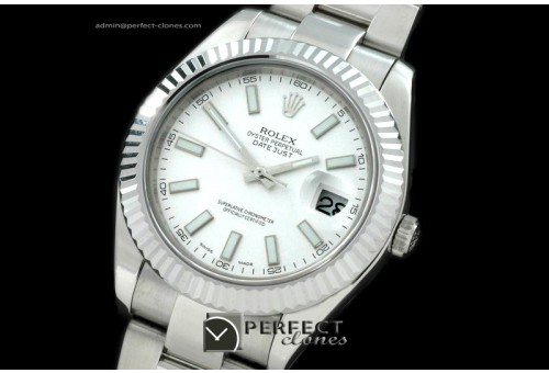 R41DJS00101 SS Oyster Fluted White Sticks Asian Eta 2836-2 25J