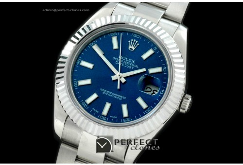 R41DJS00103 SS Oyster Fluted Blue Sticks Asian Eta 2836-2 25J