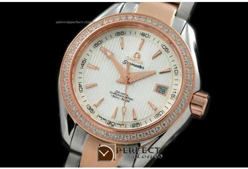 OMDEL10036 Deville Ladies SS/RG/Diam White Sticks Jap Quartz
