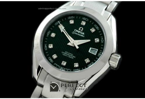 OMDEL10012 Deville Ladies SS/SS Black Diam Jap Quartz