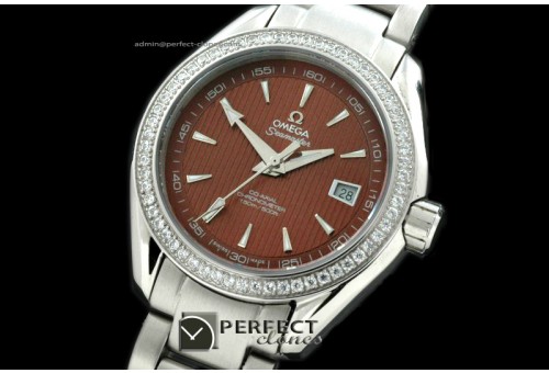 OMDEL10008 Deville Ladies SS/SS/Diam Brown Sticks Jap Quartz