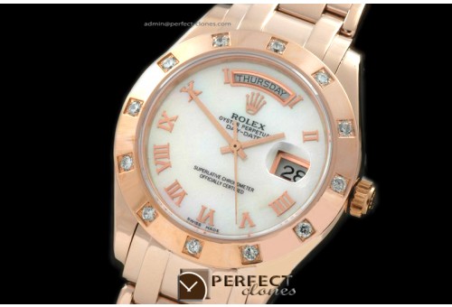 RLMPMR01101 RG 12 Diam Bez MOP White Roman Swiss Eta 2836-2
