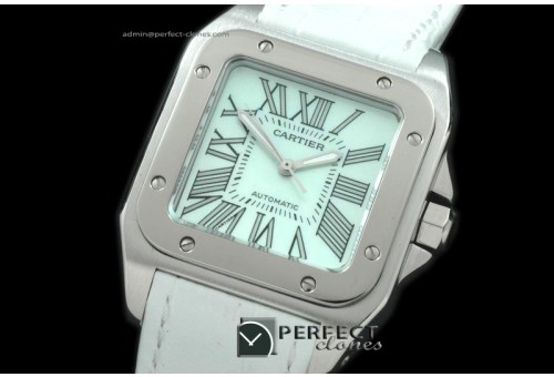CARS00041WT Santos 10Mid SS/LE Wht Swiss Eta 2671