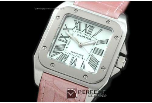 CARS00041PK Santos 10Mid SS/LE Wht Swiss Eta 2671