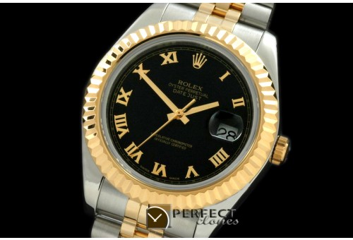 R41DJT00212 SS/YG Jubilee Fluted Black Roman Asian Eta 2836-2 2