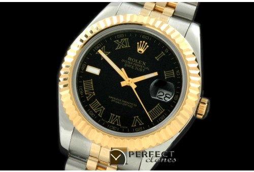 R41DJT00217 SS/YG Jubilee Fluted Black Roman Asian Eta 2836-2 2