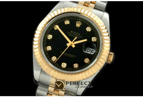 R41DJT00222 SS/YG Jubilee Fluted Black Diamond Asian Eta 2836-2