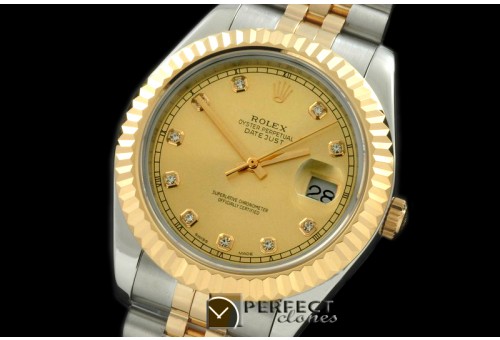 R41DJT00225 SS/YG Jubilee Fluted Gold Diamond Asian Eta 2836-2 2